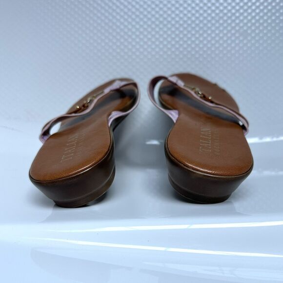 Italian Shoemakers Sandals Women’s Size 10 Brown Sole Pink Strap Slip On Thong - Picture 3 of 7